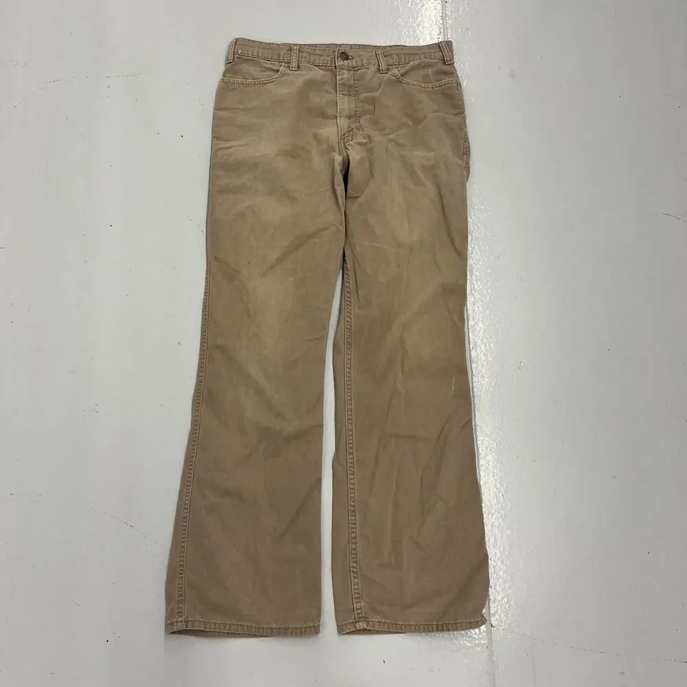 Vintage 70s Levi's Tan Flared Wide Leg Pants 34x32